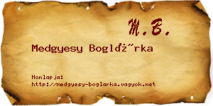 Medgyesy Boglárka névjegykártya